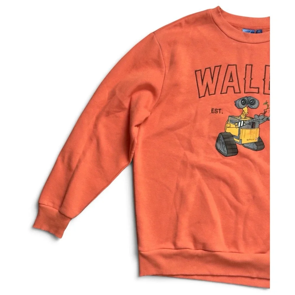 Disney Pixar Wall-E Sweatshirt Orange Embroidered Pullover Crewneck Men's Size M